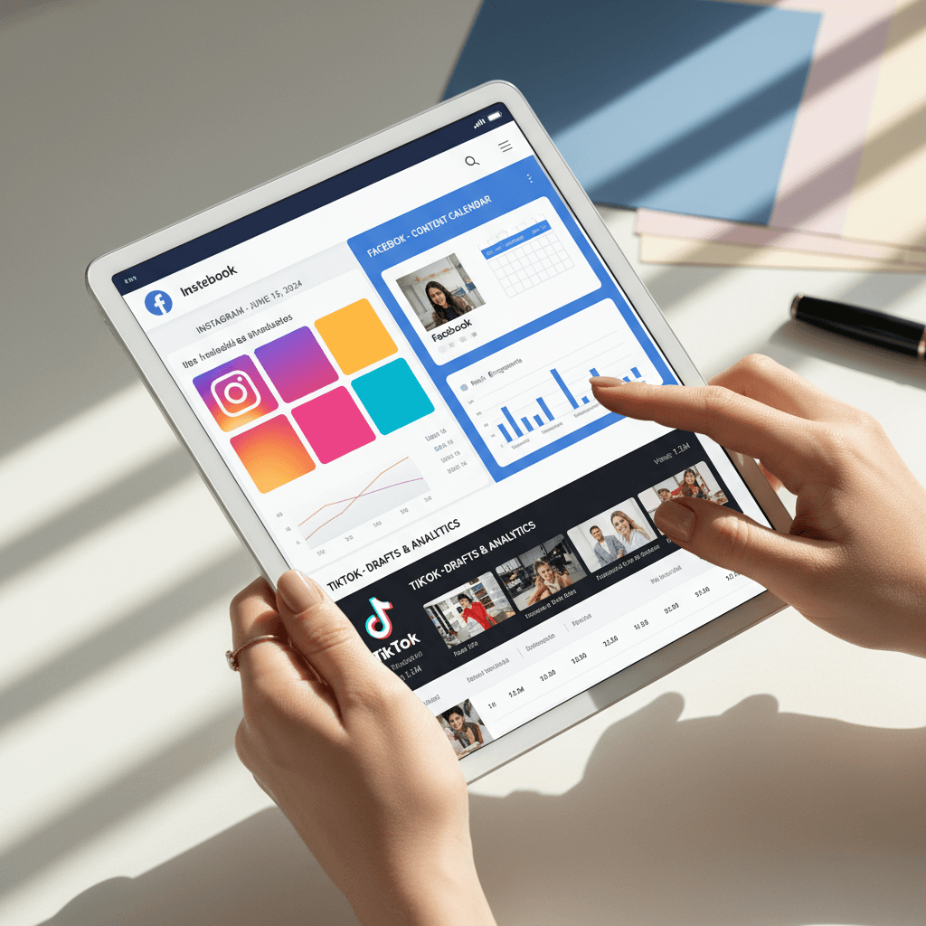 Social media content calendar and engagement metrics