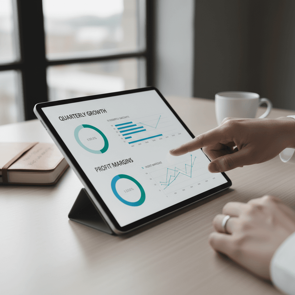 Marketer reviewing campaign performance data on tablet